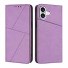 For iPhone 16 Plus Strong Magnetic Frosted Flip Leather Phone Case(Light Purple) - 1