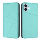 For iPhone 16 Plus Strong Magnetic Frosted Flip Leather Phone Case(Light Blue) - 1