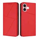 For iPhone 16 Strong Magnetic Frosted Flip Leather Phone Case(Red) - 1