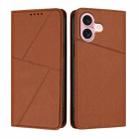 For iPhone 16 Strong Magnetic Frosted Flip Leather Phone Case(Coffee Color) - 1