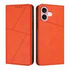 For iPhone 16 Strong Magnetic Frosted Flip Leather Phone Case(Orange) - 1