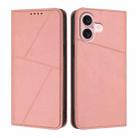 For iPhone 16 Strong Magnetic Frosted Flip Leather Phone Case(Pink) - 1