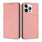 For iPhone 15 Pro Max Strong Magnetic Frosted Flip Leather Phone Case(Pink) - 1