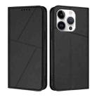 For iPhone 15 Pro Strong Magnetic Frosted Flip Leather Phone Case(Black) - 1