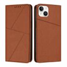 For iPhone 15 Plus Strong Magnetic Frosted Flip Leather Phone Case(Coffee Color) - 1