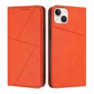 For iPhone 15 Plus Strong Magnetic Frosted Flip Leather Phone Case(Orange) - 1
