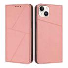 For iPhone 15 Plus Strong Magnetic Frosted Flip Leather Phone Case(Pink) - 1
