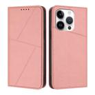 For iPhone 14 Pro Strong Magnetic Frosted Flip Leather Phone Case(Pink) - 1