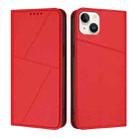 For iPhone 14 Plus Strong Magnetic Frosted Flip Leather Phone Case(Red) - 1