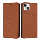 For iPhone 14 Plus Strong Magnetic Frosted Flip Leather Phone Case(Coffee Color) - 1
