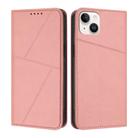For iPhone 14 Plus Strong Magnetic Frosted Flip Leather Phone Case(Pink) - 1