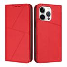 For iPhone 13 Pro Strong Magnetic Frosted Flip Leather Phone Case(Red) - 1