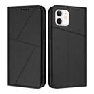 For iPhone 11 Strong Magnetic Frosted Flip Leather Phone Case(Black) - 1
