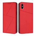 For iPhone X / XS Strong Magnetic Frosted Flip Leather Phone Case(Red) - 1