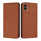 For iPhone X / XS Strong Magnetic Frosted Flip Leather Phone Case(Coffee Color) - 1