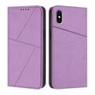 For iPhone X / XS Strong Magnetic Frosted Flip Leather Phone Case(Light Purple) - 1