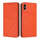 For iPhone X / XS Strong Magnetic Frosted Flip Leather Phone Case(Orange) - 1