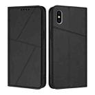 For iPhone X / XS Strong Magnetic Frosted Flip Leather Phone Case(Black) - 1