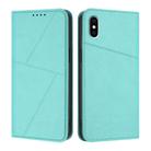 For iPhone X / XS Strong Magnetic Frosted Flip Leather Phone Case(Light Blue) - 1