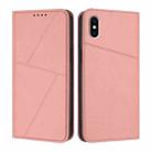 For iPhone X / XS Strong Magnetic Frosted Flip Leather Phone Case(Pink) - 1