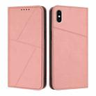 For iPhone XS Max Strong Magnetic Frosted Flip Leather Phone Case(Pink) - 1