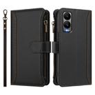 For Cricket Debut S3 Magnetic Closure 9 Card Slots Zipper Leather Case with Hand Strap(Black) - 2