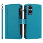 For Cricket Debut S3 Magnetic Closure 9 Card Slots Zipper Leather Case with Hand Strap(Turquoise) - 2