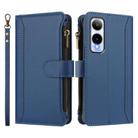 For Cricket Icon 6 Magnetic Closure 9 Card Slots Zipper Leather Case with Hand Strap(Dark Blue) - 2