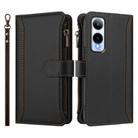 For Cricket Icon 6 Magnetic Closure 9 Card Slots Zipper Leather Case with Hand Strap(Black) - 2