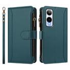 For Cricket Icon 6 Magnetic Closure 9 Card Slots Zipper Leather Case with Hand Strap(Dark Green) - 2
