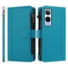 For Cricket Icon 6 Magnetic Closure 9 Card Slots Zipper Leather Case with Hand Strap(Turquoise) - 2