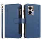 For Cricket Outlast 5G Magnetic Closure 9 Card Slots Zipper Leather Case with Hand Strap(Dark Blue) - 2