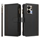 For Cricket Outlast 5G Magnetic Closure 9 Card Slots Zipper Leather Case with Hand Strap(Black) - 2