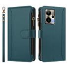 For Cricket Outlast 5G Magnetic Closure 9 Card Slots Zipper Leather Case with Hand Strap(Dark Green) - 2