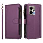 For Cricket Outlast 5G Magnetic Closure 9 Card Slots Zipper Leather Case with Hand Strap(Purple) - 2