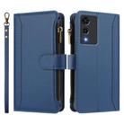 For Cubot A10 Magnetic Closure 9 Card Slots Zipper Leather Case with Hand Strap(Dark Blue) - 2