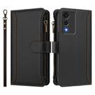 For Cubot A10 Magnetic Closure 9 Card Slots Zipper Leather Case with Hand Strap(Black) - 2