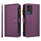 For Cubot A10 Magnetic Closure 9 Card Slots Zipper Leather Case with Hand Strap(Purple) - 2