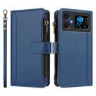 For Cubot A20 Magnetic Closure 9 Card Slots Zipper Leather Case with Hand Strap(Dark Blue) - 2