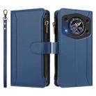 For Cubot A30 Magnetic Closure 9 Card Slots Zipper Leather Case with Hand Strap(Dark Blue) - 2