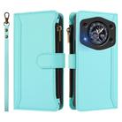 For Cubot A30 Magnetic Closure 9 Card Slots Zipper Leather Case with Hand Strap(Mint Green) - 2