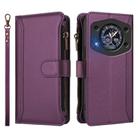 For Cubot A30 Magnetic Closure 9 Card Slots Zipper Leather Case with Hand Strap(Purple) - 2