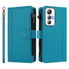 For Cubot Max 5 Magnetic Closure 9 Card Slots Zipper Leather Case with Hand Strap(Turquoise) - 2