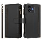 For Cubot Note 40 Magnetic Closure 9 Card Slots Zipper Leather Case with Hand Strap(Black) - 2
