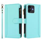 For Cubot Note 40 Magnetic Closure 9 Card Slots Zipper Leather Case with Hand Strap(Mint Green) - 2