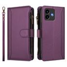 For Cubot Note 40 Magnetic Closure 9 Card Slots Zipper Leather Case with Hand Strap(Purple) - 2