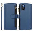 For Cubot P50 Magnetic Closure 9 Card Slots Zipper Leather Case with Hand Strap(Dark Blue) - 2
