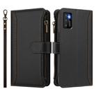 For Cubot P50 Magnetic Closure 9 Card Slots Zipper Leather Case with Hand Strap(Black) - 2