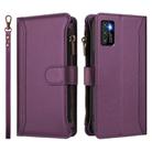 For Cubot P50 Magnetic Closure 9 Card Slots Zipper Leather Case with Hand Strap(Purple) - 2
