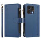 For Doogee N55 / N55 Plus Magnetic Closure 9 Card Slots Zipper Leather Case with Hand Strap(Dark Blue) - 2